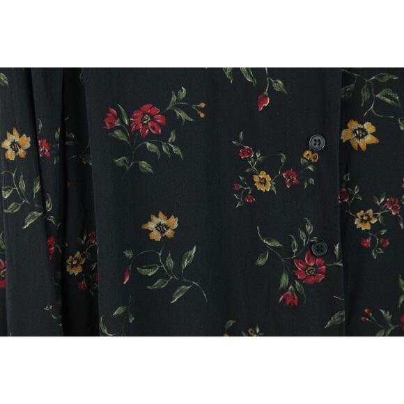 Jones New York Women's 18W Blouse 100% Silk Black Floral Office Cottagecore 90s - Picture 6 of 8